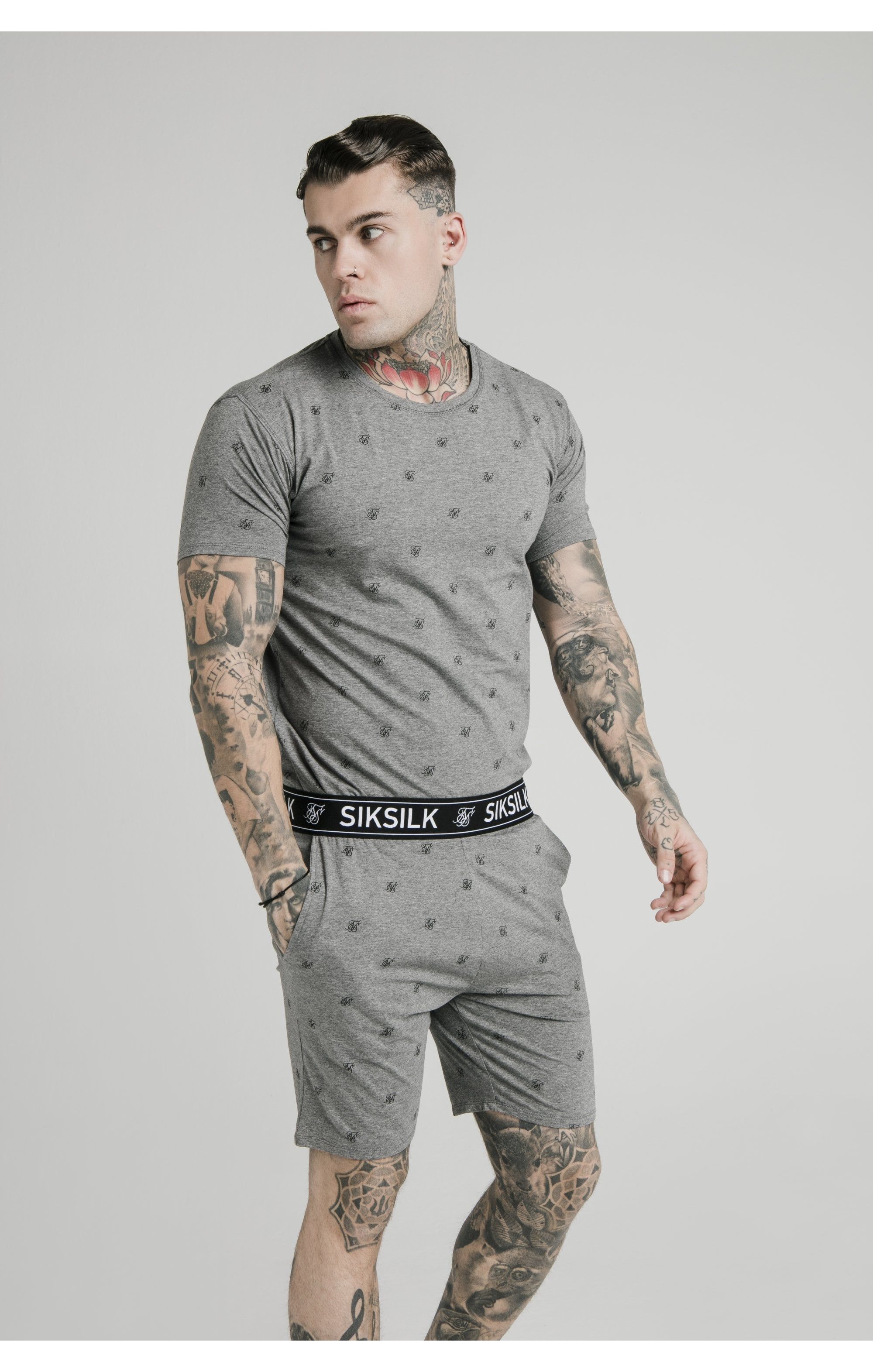 Grey Marl Logo Jersey Short sold by Siksilk product image thumbnail 7