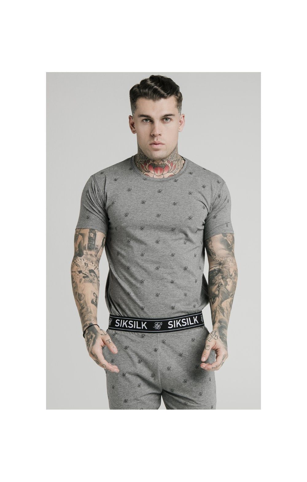 Grey Marl Logo Jersey Short sold by Siksilk product image thumbnail 4