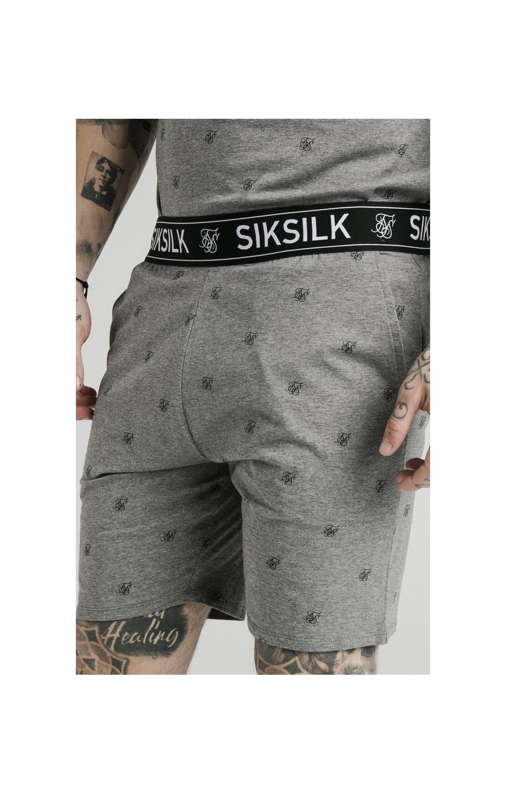 Grey Marl Logo Jersey Short sold by Siksilk