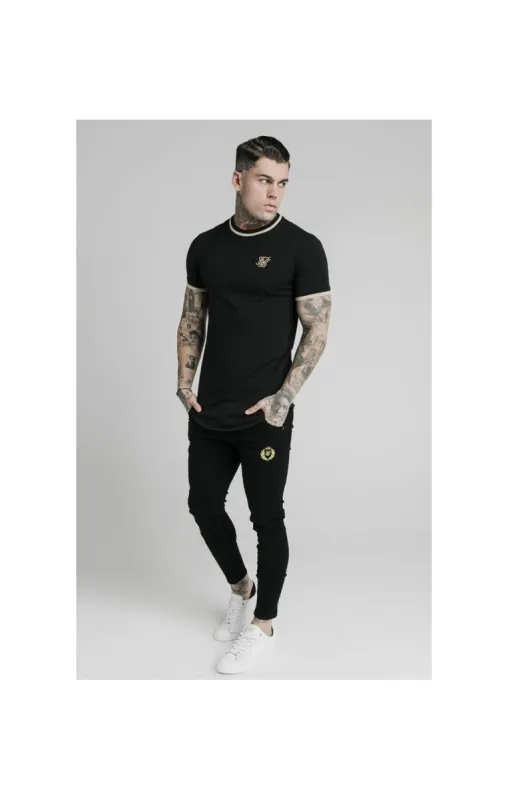 Black Short Sleeve Yarn Rib Fit T-Shirt sold by Siksilk