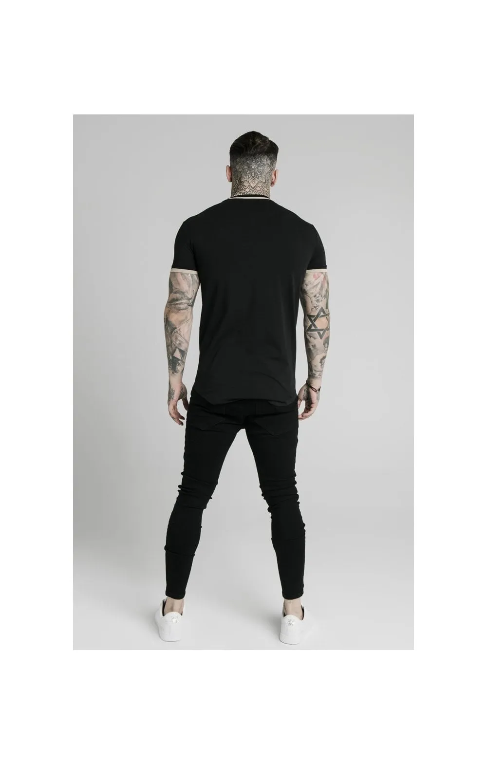 Black Short Sleeve Yarn Rib Fit T-Shirt sold by Siksilk product image thumbnail 5