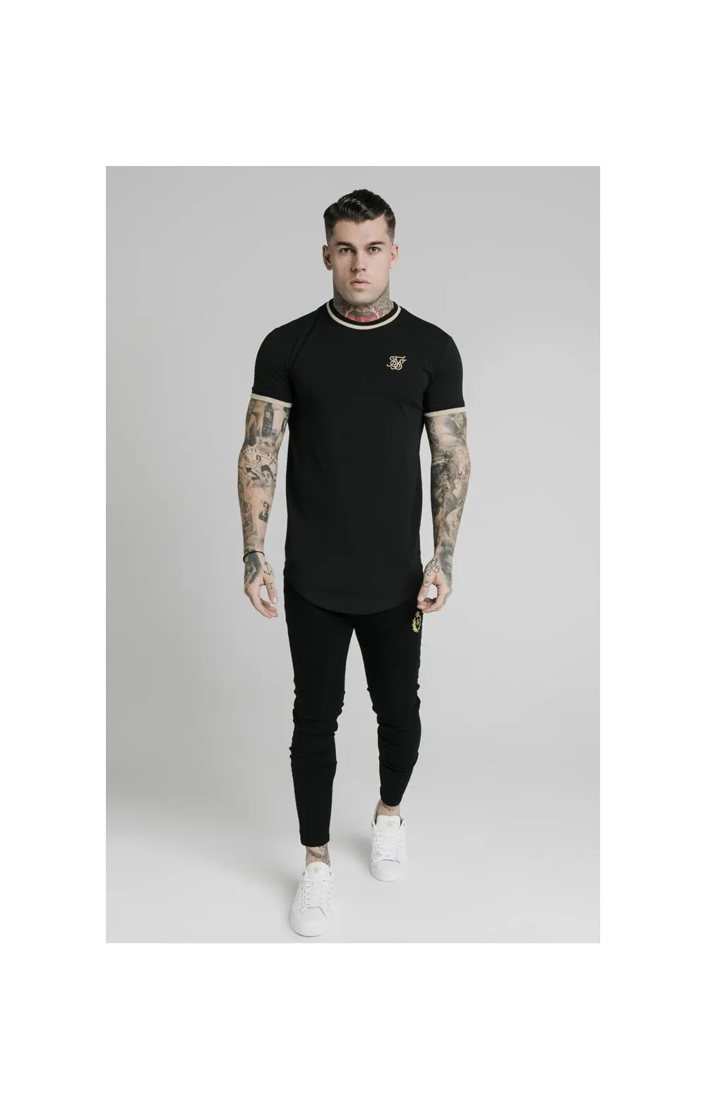 Black Short Sleeve Yarn Rib Fit T-Shirt sold by Siksilk product image thumbnail 3