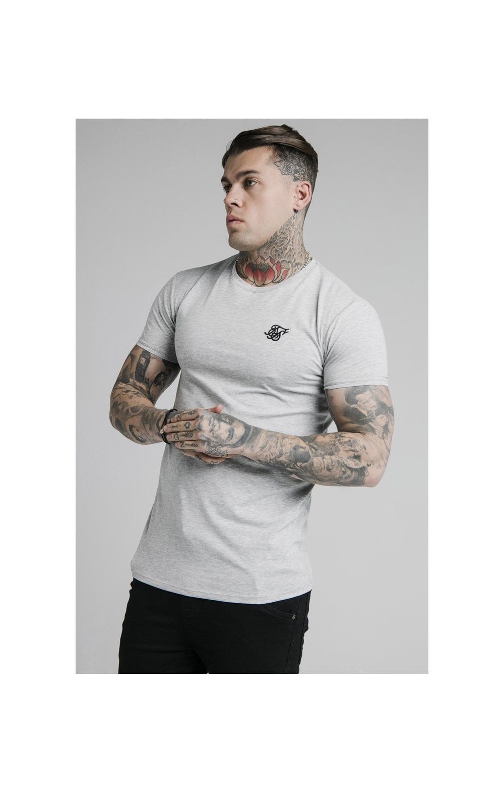 Grey Marl Essential Muscle Fit T-Shirt sold by Siksilk