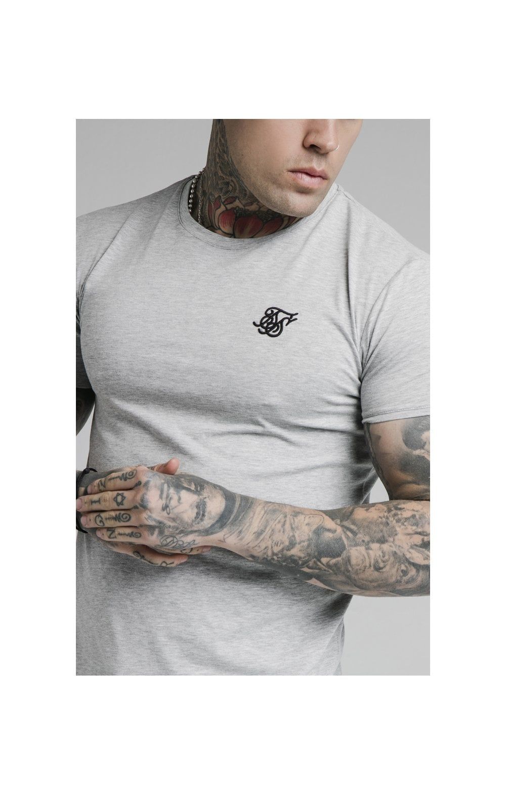 Grey Marl Essential Muscle Fit T-Shirt sold by Siksilk product image thumbnail 2