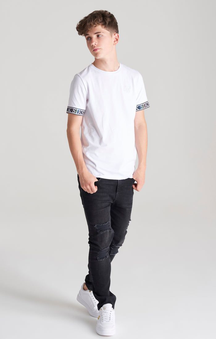 Boys White Iridescent Taped T-Shirt sold by Siksilk product image thumbnail 3