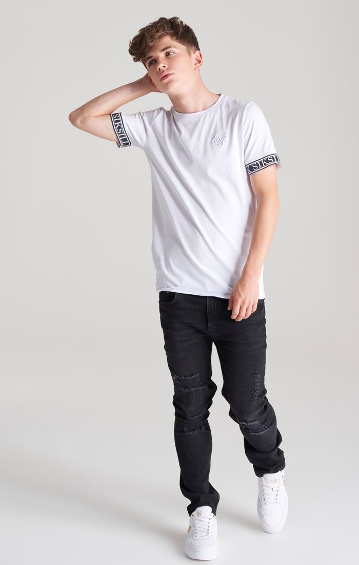 Boys White Iridescent Taped T-Shirt sold by Siksilk product image thumbnail 4