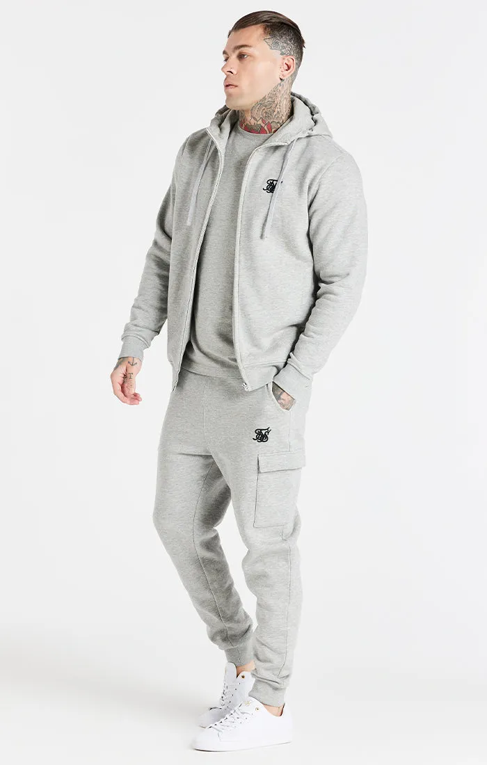 Grey Marl Essential Zip Through Funnel Neck Hoodie sold by Siksilk product image thumbnail 3