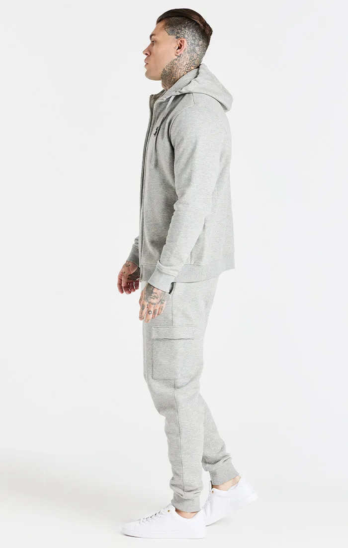 Grey Marl Essential Zip Through Funnel Neck Hoodie sold by Siksilk product image thumbnail 4