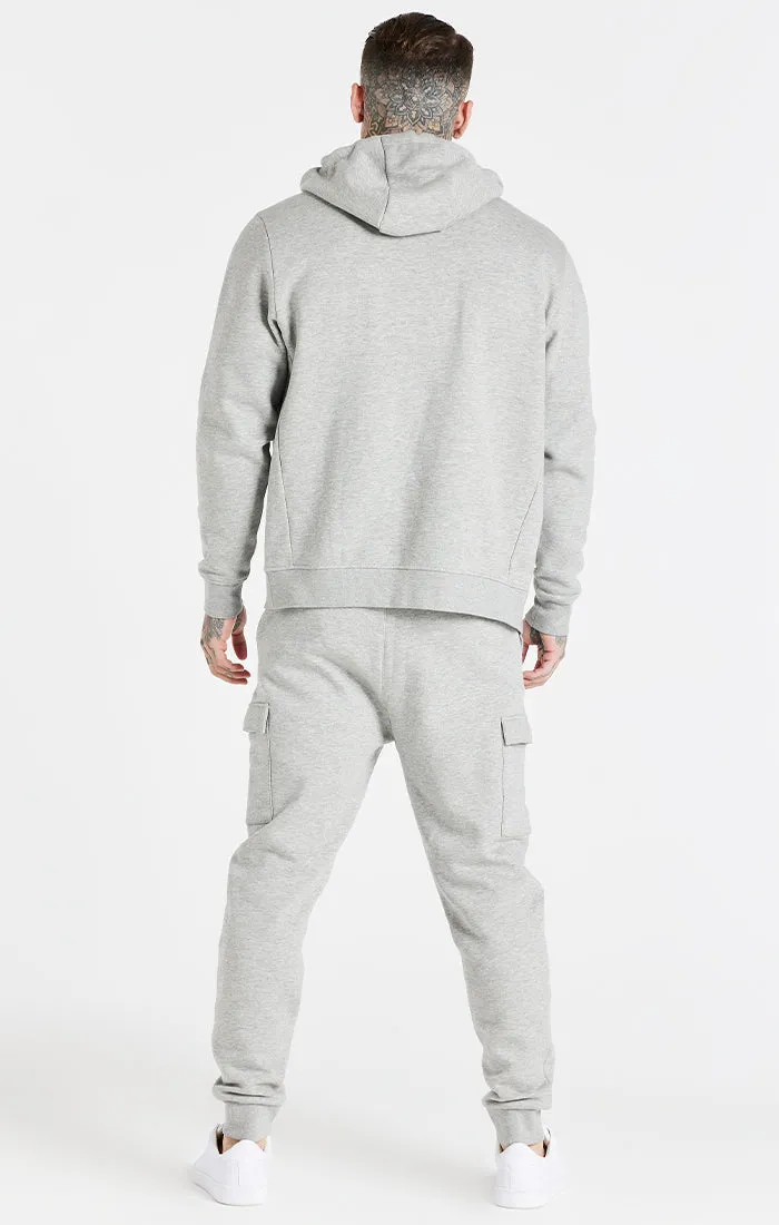 Grey Marl Essential Zip Through Funnel Neck Hoodie sold by Siksilk product image thumbnail 5