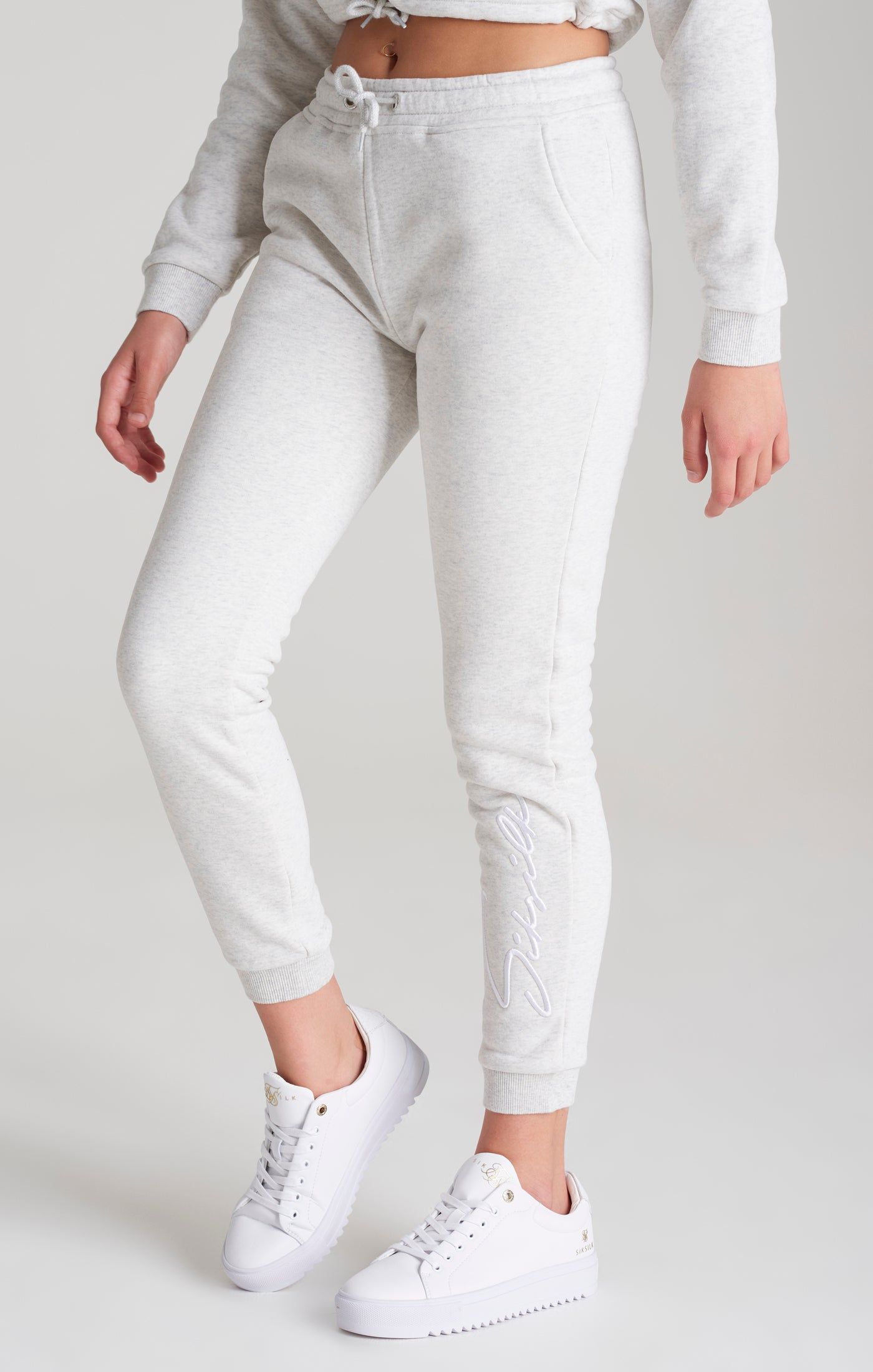 Girls Grey Marl Signature Jogger sold by Siksilk