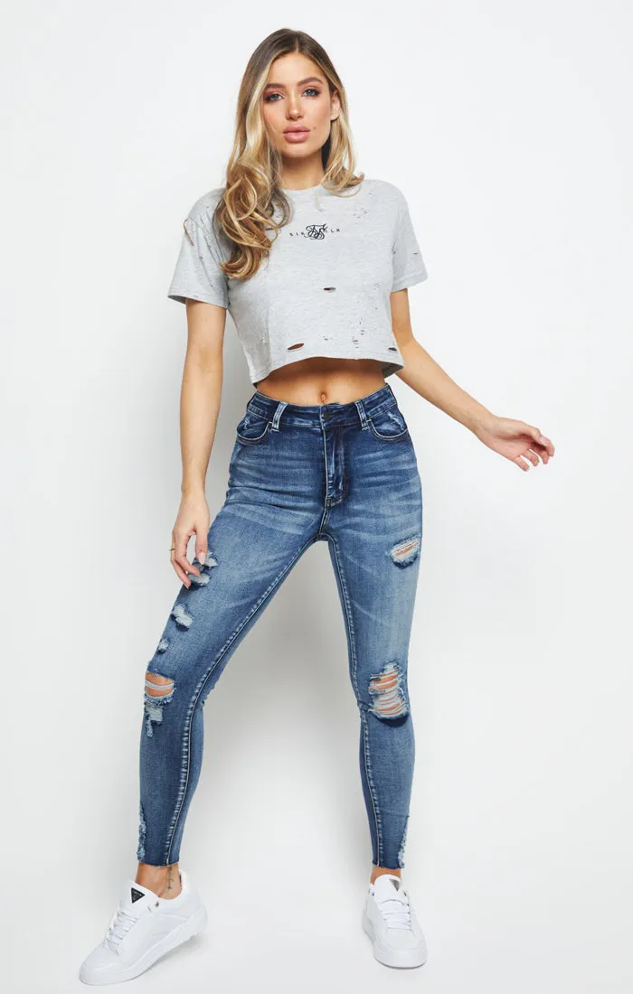 SikSilk Distressed Crop Tee - Grey sold by Siksilk product image thumbnail 4