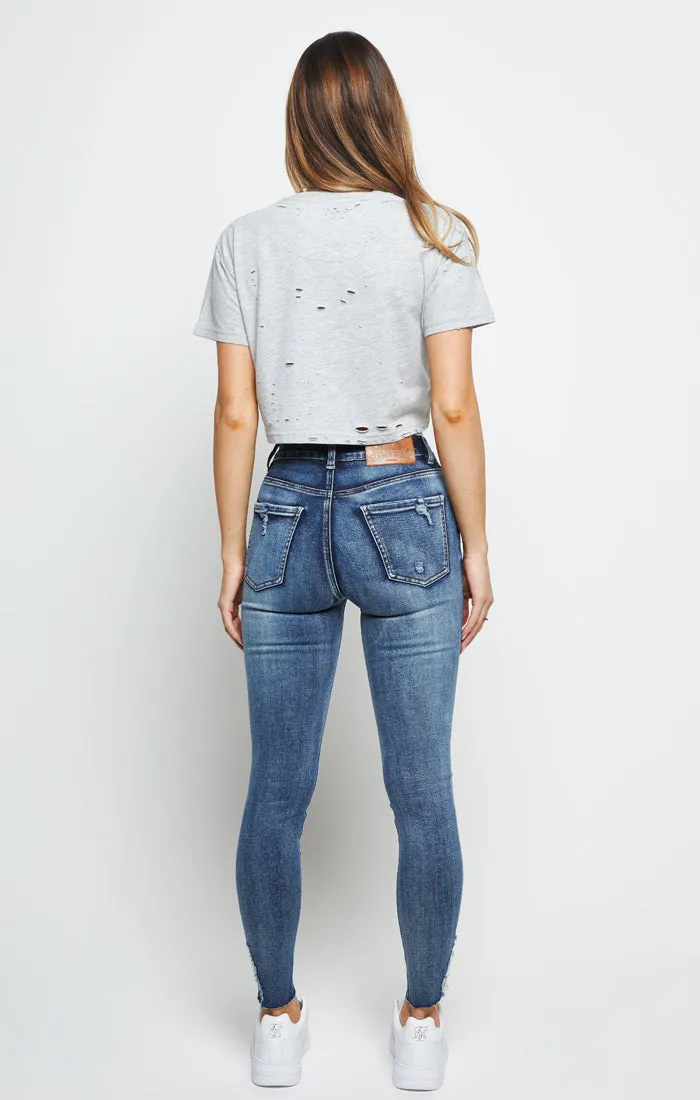 SikSilk Distressed Crop Tee - Grey sold by Siksilk product image thumbnail 5