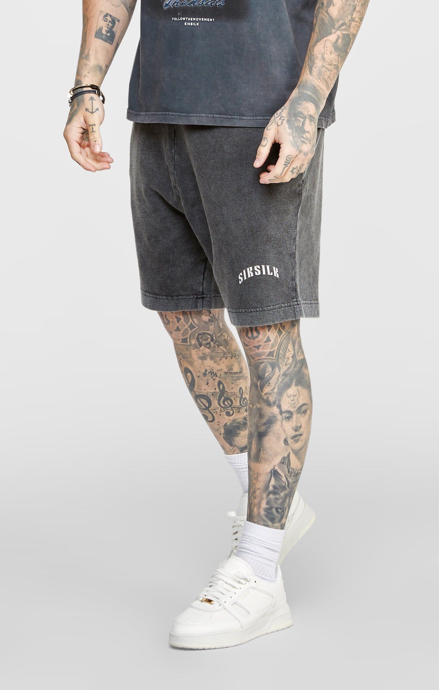 Black Graphic Relaxed Shorts sold by Siksilk