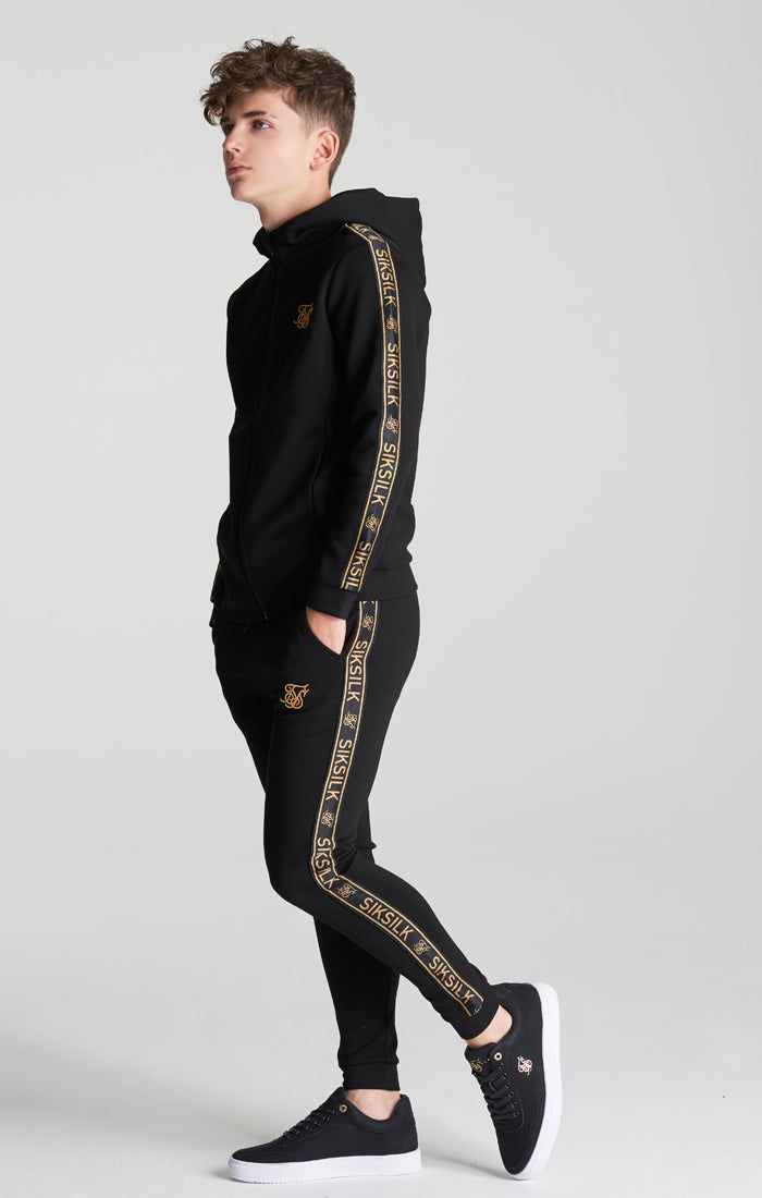 Boys Black Poly Taped Tracksuit sold by Siksilk product image thumbnail 2