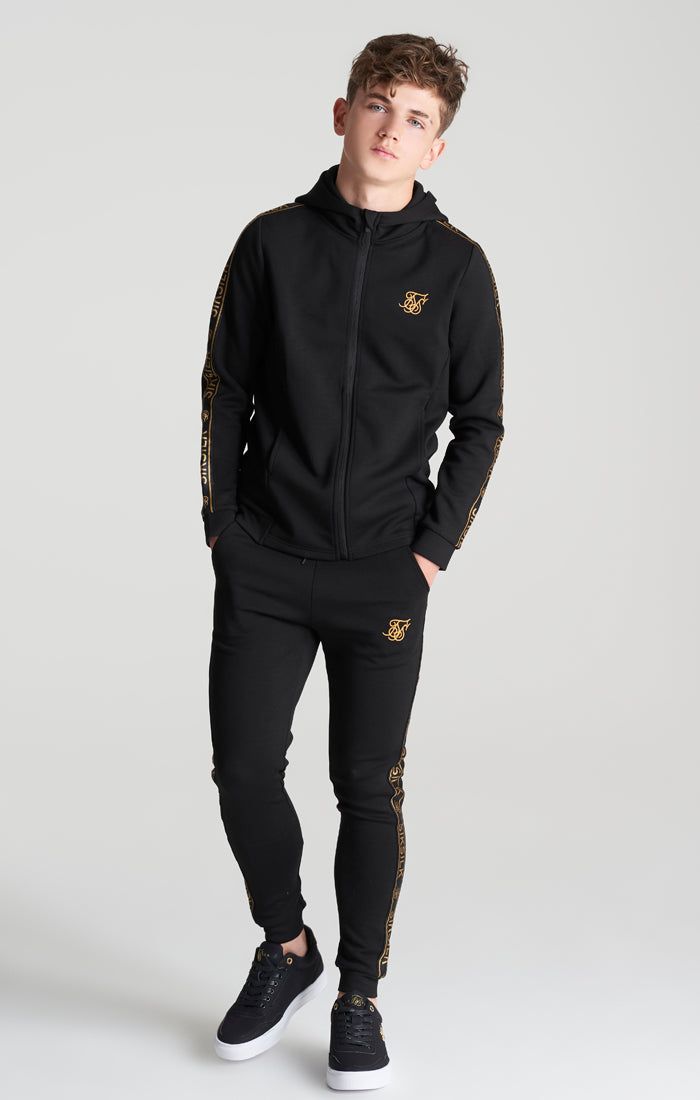 Boys Black Poly Taped Tracksuit sold by Siksilk