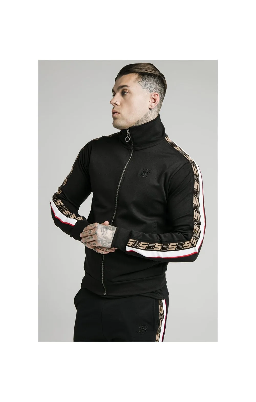 SikSilk Jacquard Retro Zip Through - Black sold by Siksilk