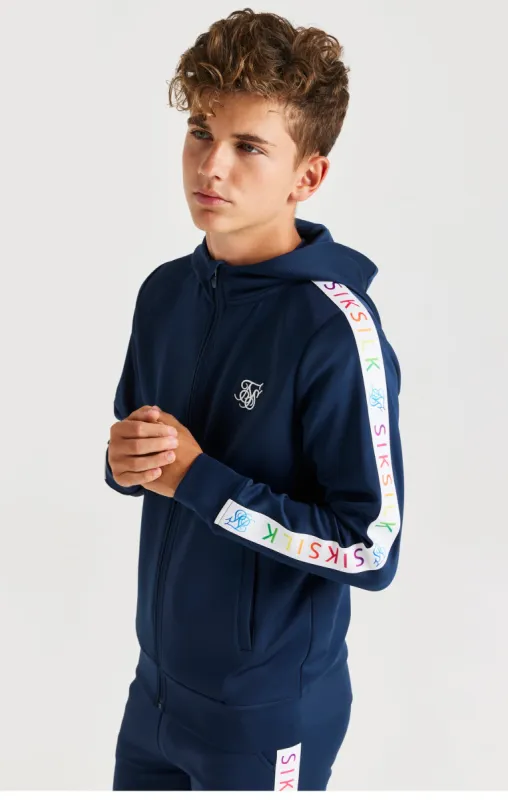 SikSilk Rainbow Zip Through Hoodie - Navy sold by Siksilk