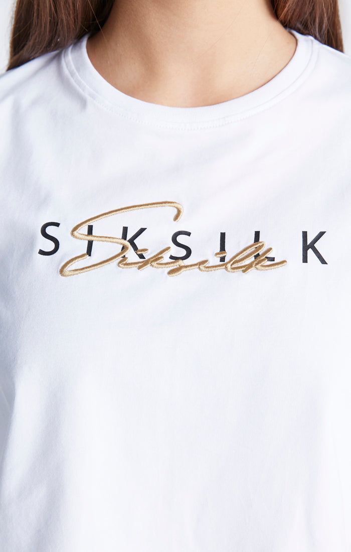 Girls White Signature Cropped T-Shirt sold by Siksilk product image thumbnail 3