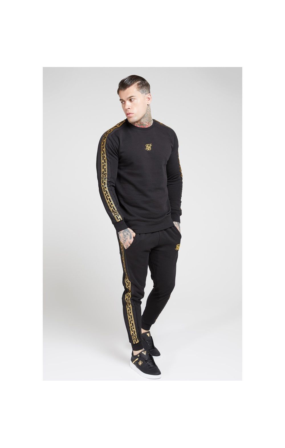 SikSilk Nylon Panel Crew Sweat – Black & Gold sold by Siksilk product image thumbnail 4