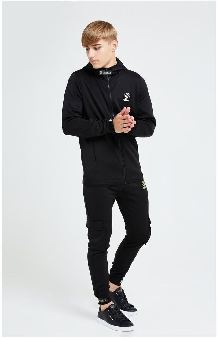 Illusive London Element Agility Zip Through Hoodie - Black & Green sold by Siksilk product image thumbnail 3