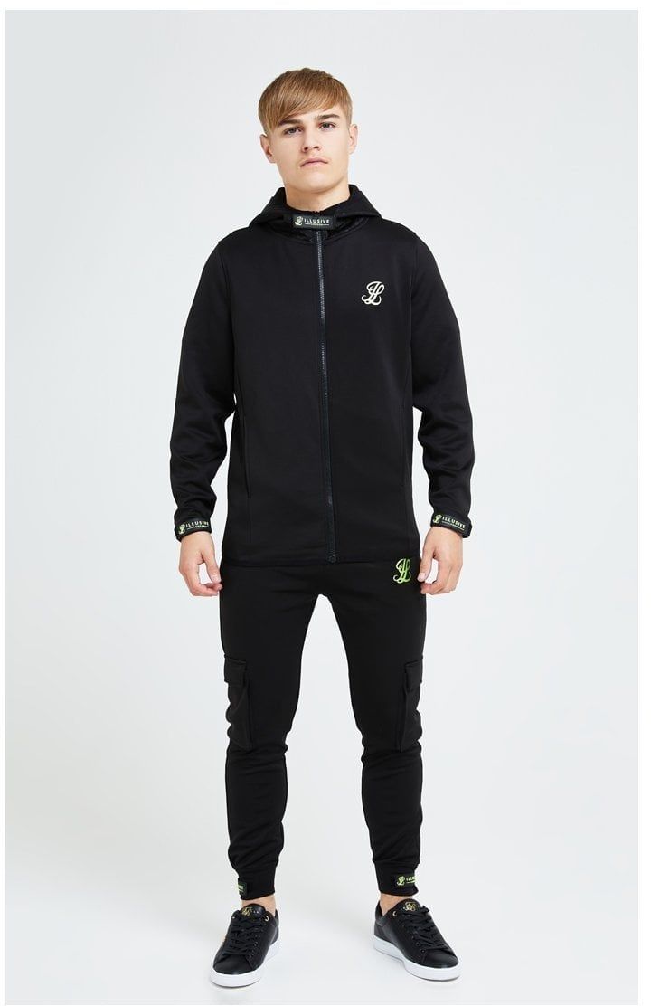 Illusive London Element Agility Zip Through Hoodie - Black & Green sold by Siksilk product image thumbnail 5