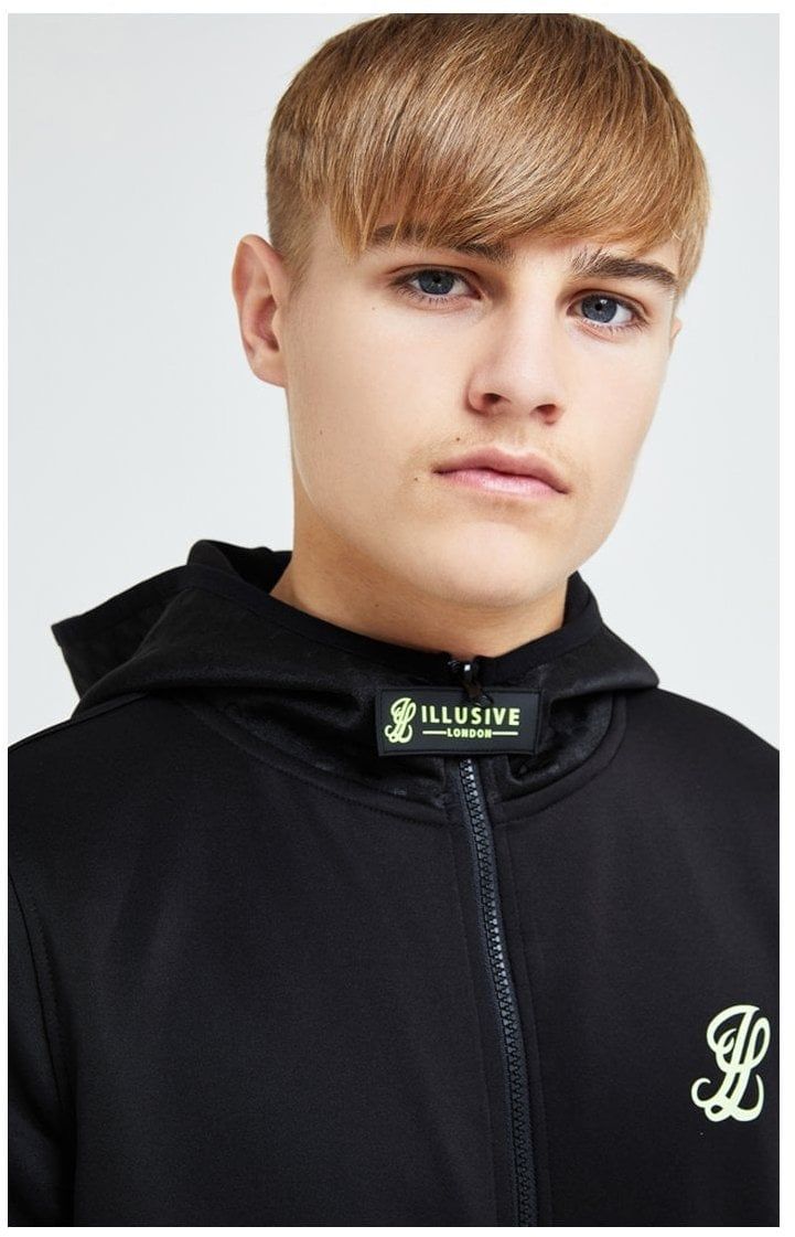 Illusive London Element Agility Zip Through Hoodie - Black & Green sold by Siksilk product image thumbnail 2