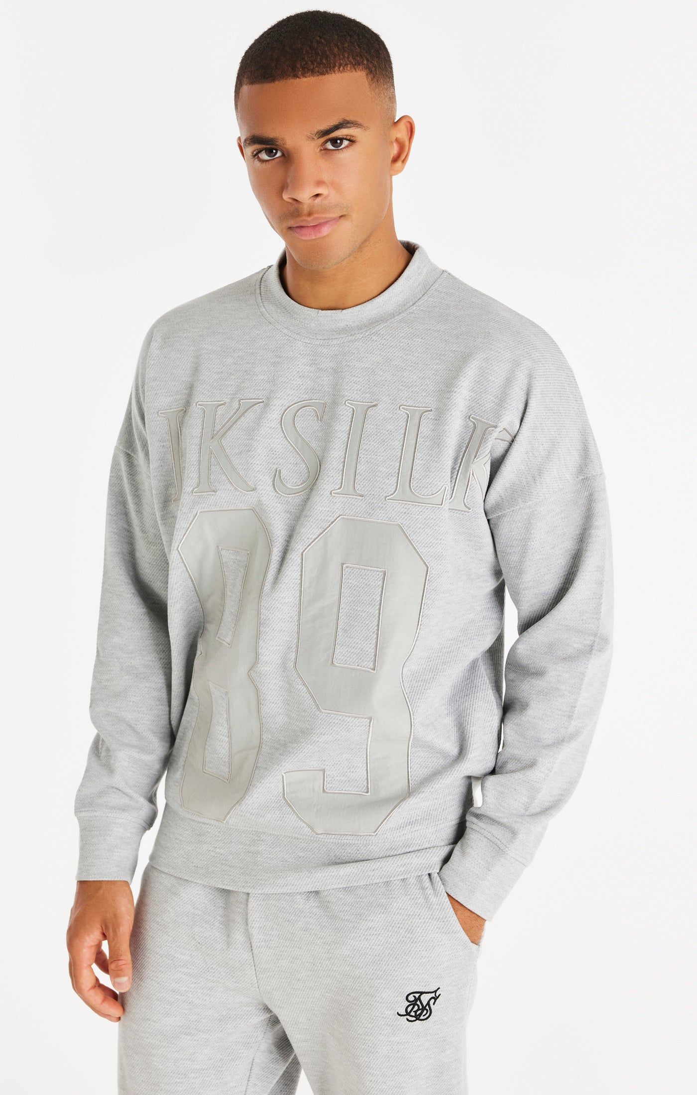 SikSilk Textured 89 Sweater - Grey Marl sold by Siksilk