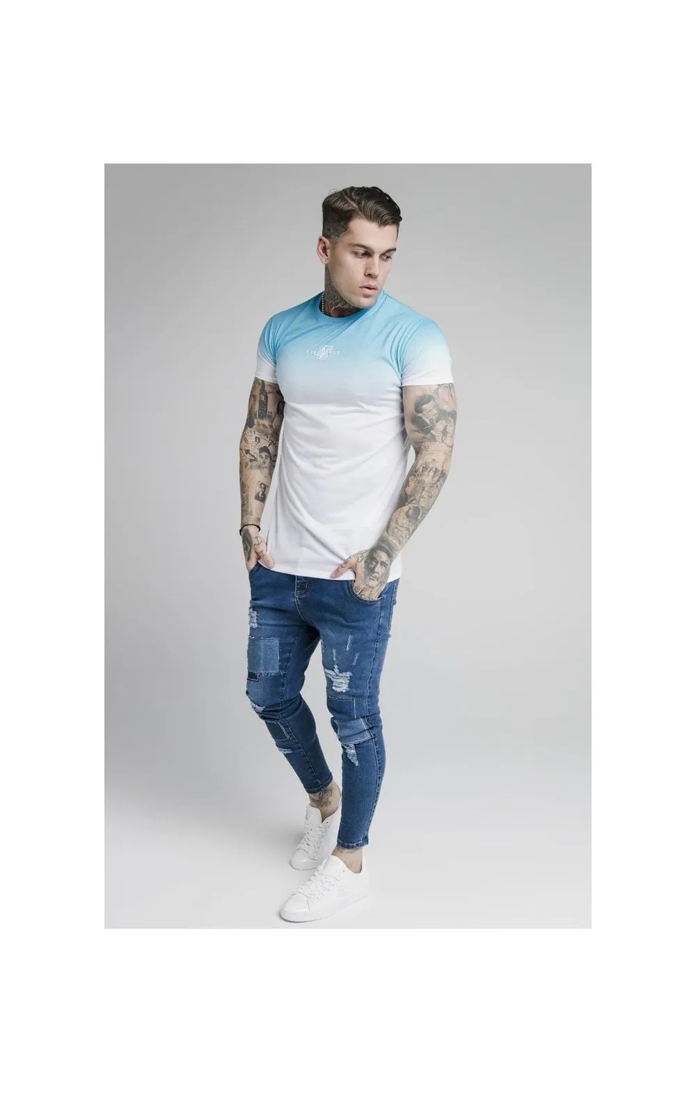 SikSilk High Fade Tee - Teal & White sold by Siksilk product image thumbnail 4