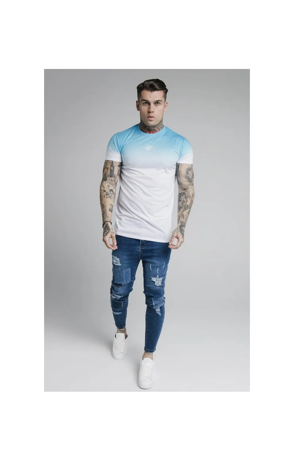 SikSilk High Fade Tee - Teal & White sold by Siksilk product image thumbnail 3