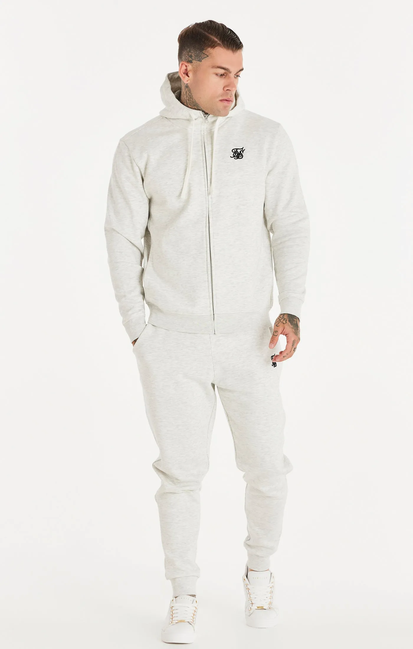 Snow Marl Essential Zip-Thru Funnel Neck Hoodie sold by Siksilk product image thumbnail 4
