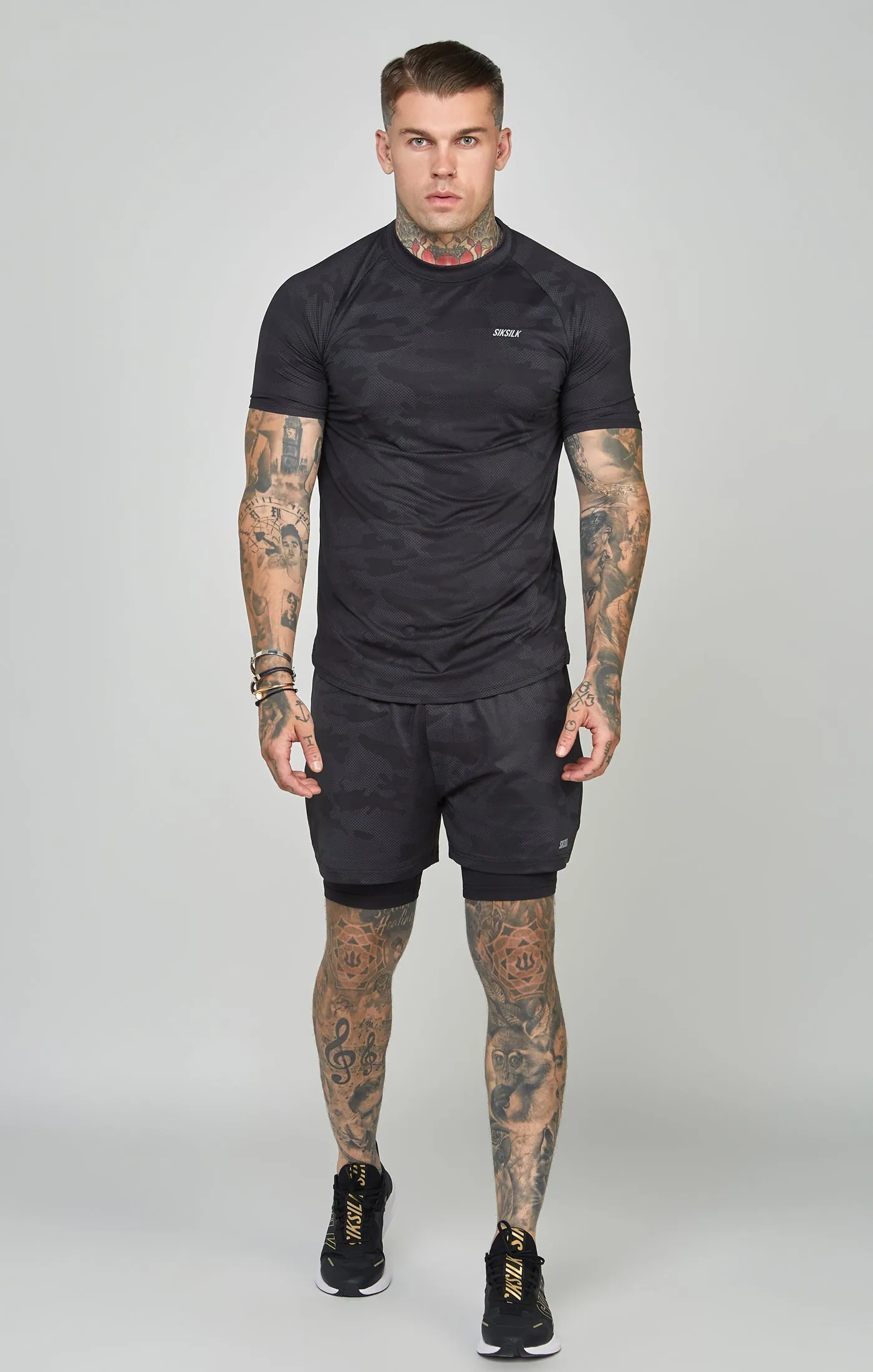 Camo Sports Curved Hem Muscle Fit T-Shirt sold by Siksilk product image thumbnail 3