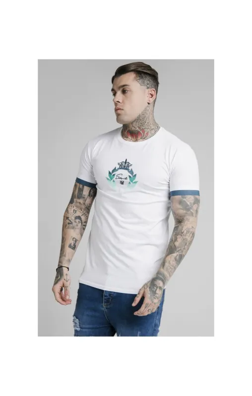 SikSilk S/S Fade Prestige Gym Tee - White & Pacific Fade sold by Siksilk