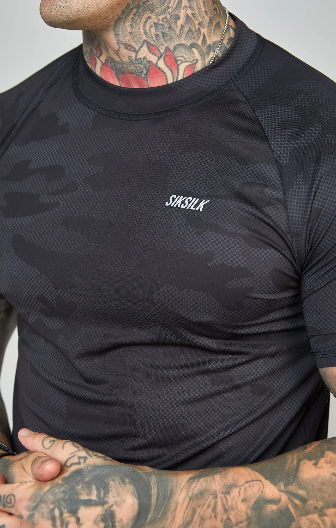 Camo Sports Curved Hem Muscle Fit T-Shirt sold by Siksilk product image thumbnail 2