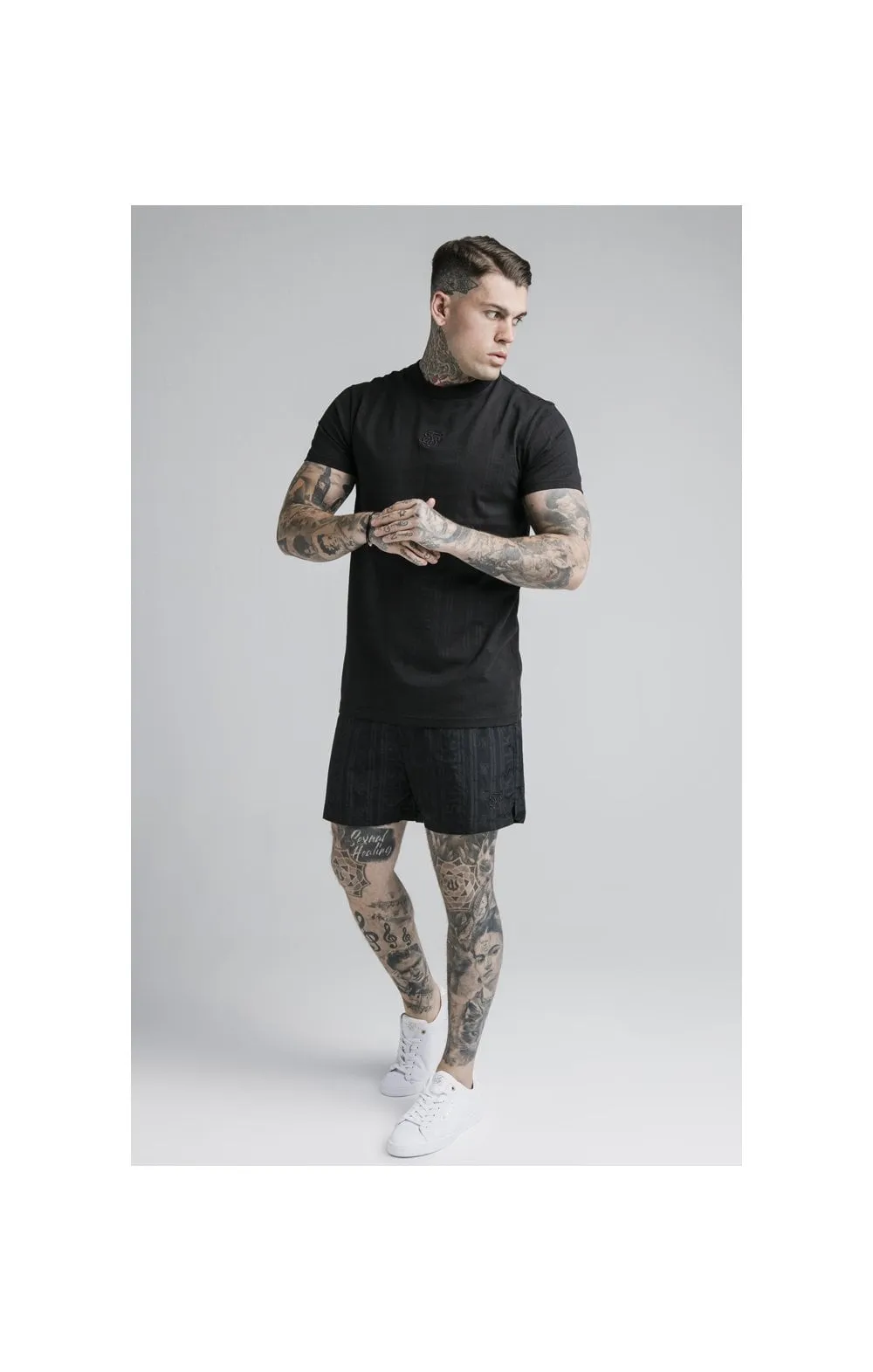 SikSilk S/S Fitted Box Tee - Black & Grey sold by Siksilk product image thumbnail 5