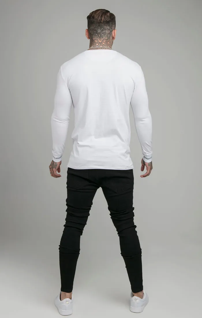 White Long Sleeve Muscle Fit T-Shirt sold by Siksilk product image thumbnail 5
