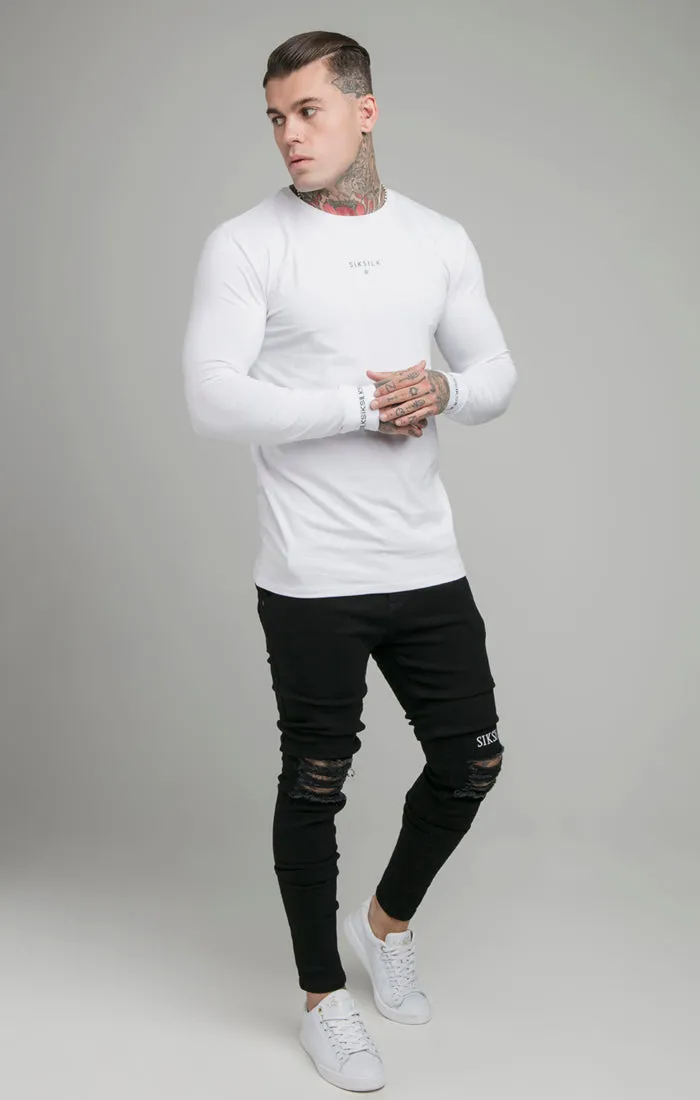 White Long Sleeve Muscle Fit T-Shirt sold by Siksilk product image thumbnail 3