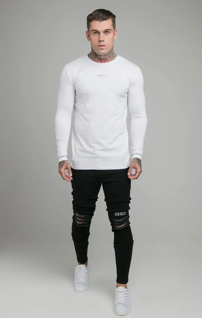 White Long Sleeve Muscle Fit T-Shirt sold by Siksilk product image thumbnail 4