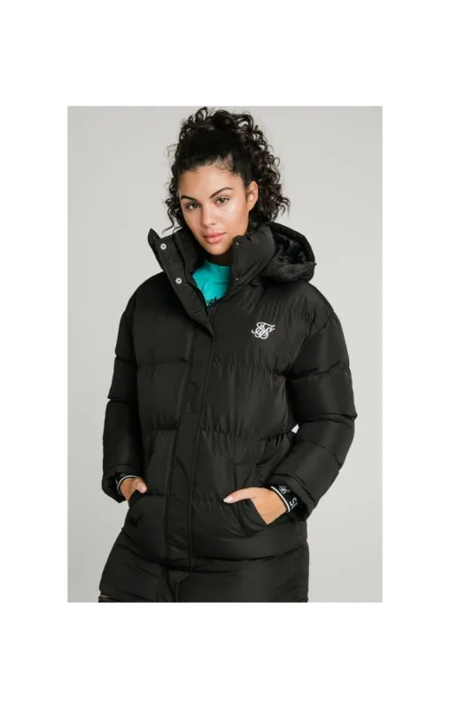 SikSilk Longline Padded Jacket - Black sold by Siksilk
