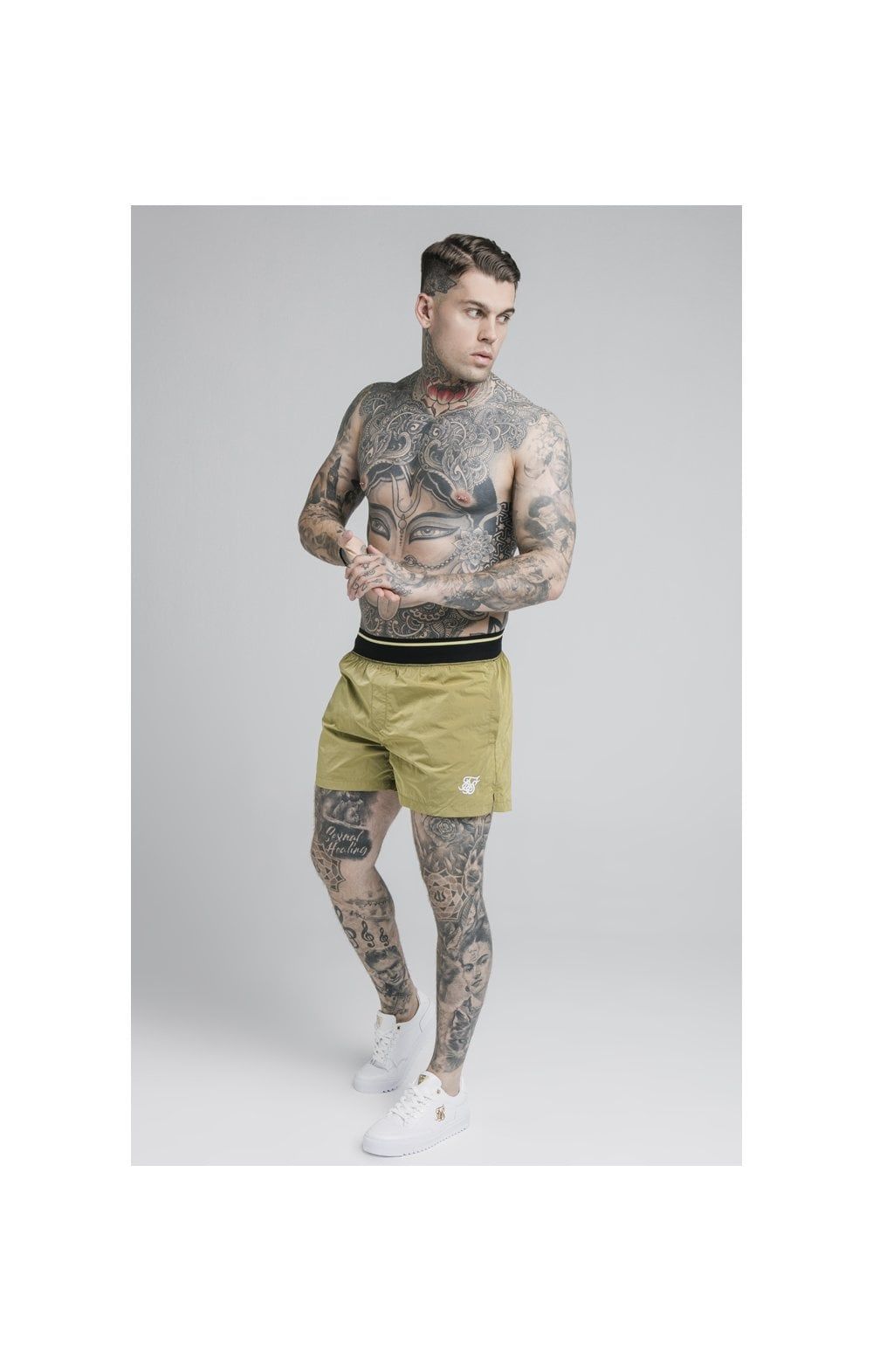 SikSilk Adapt Crushed Nylon Swim Shorts - Khaki sold by Siksilk product image thumbnail 6
