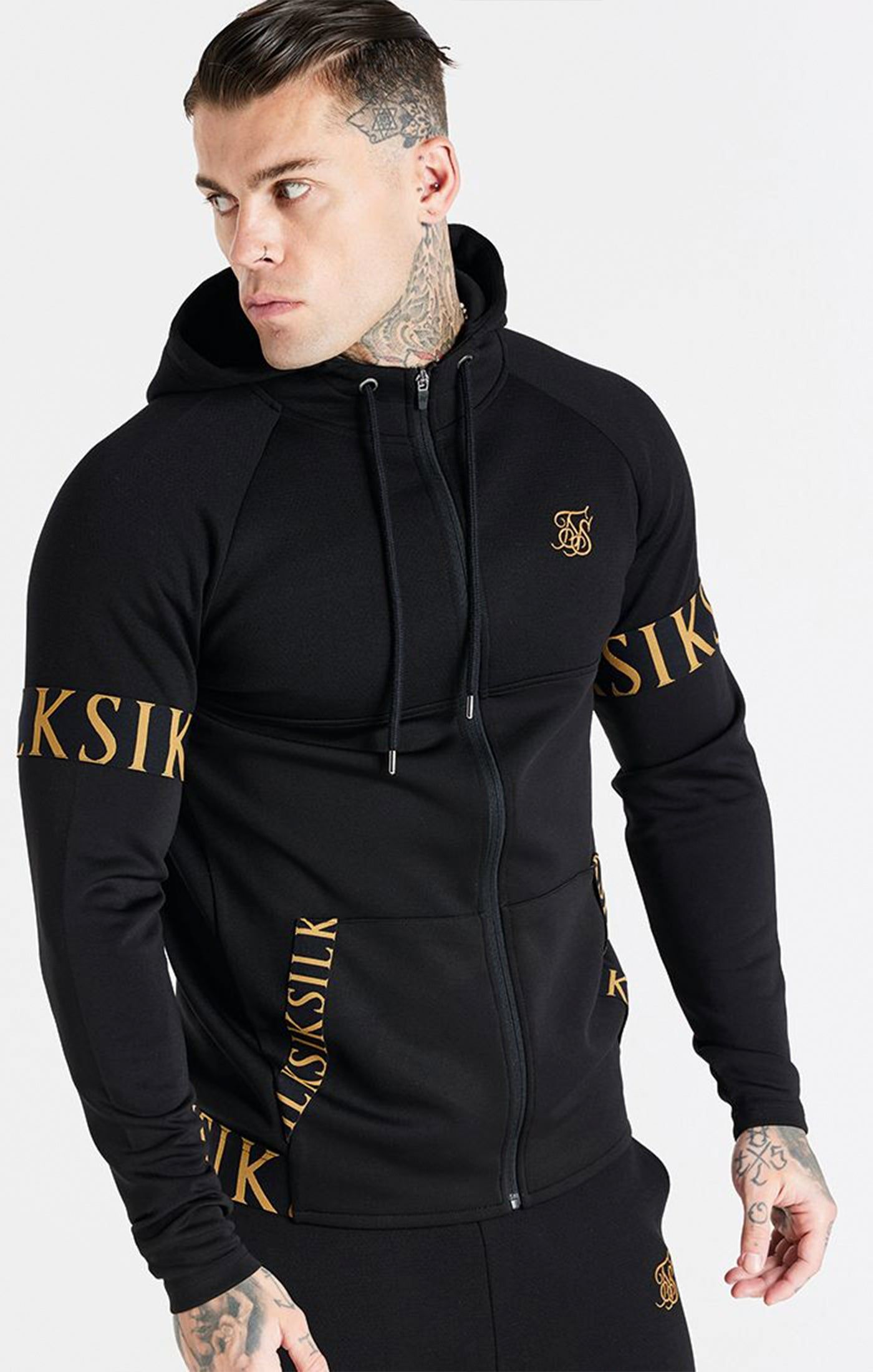 Black Dynamic Zip Through Hoodie sold by Siksilk