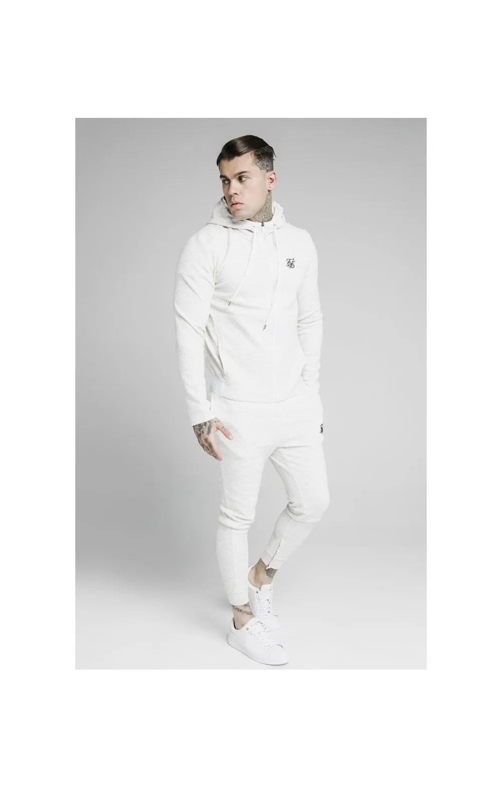SikSilk Agility Textured Zip Through Hoodie - Snow Marl sold by Siksilk product image thumbnail 3