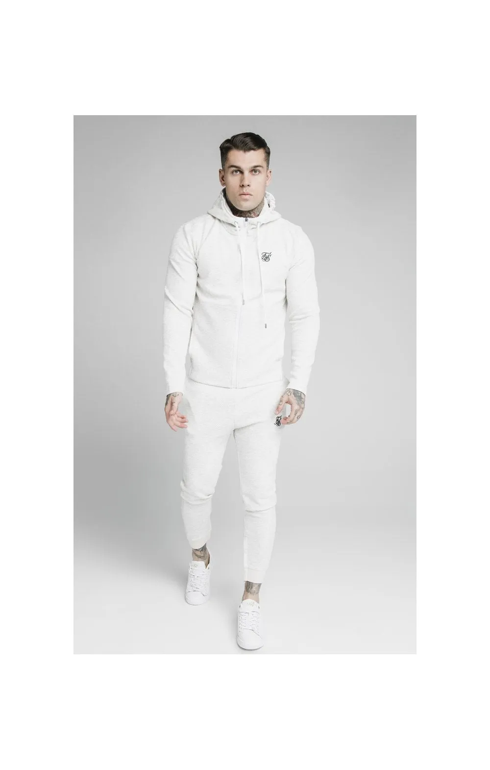 SikSilk Agility Textured Zip Through Hoodie - Snow Marl sold by Siksilk product image thumbnail 4