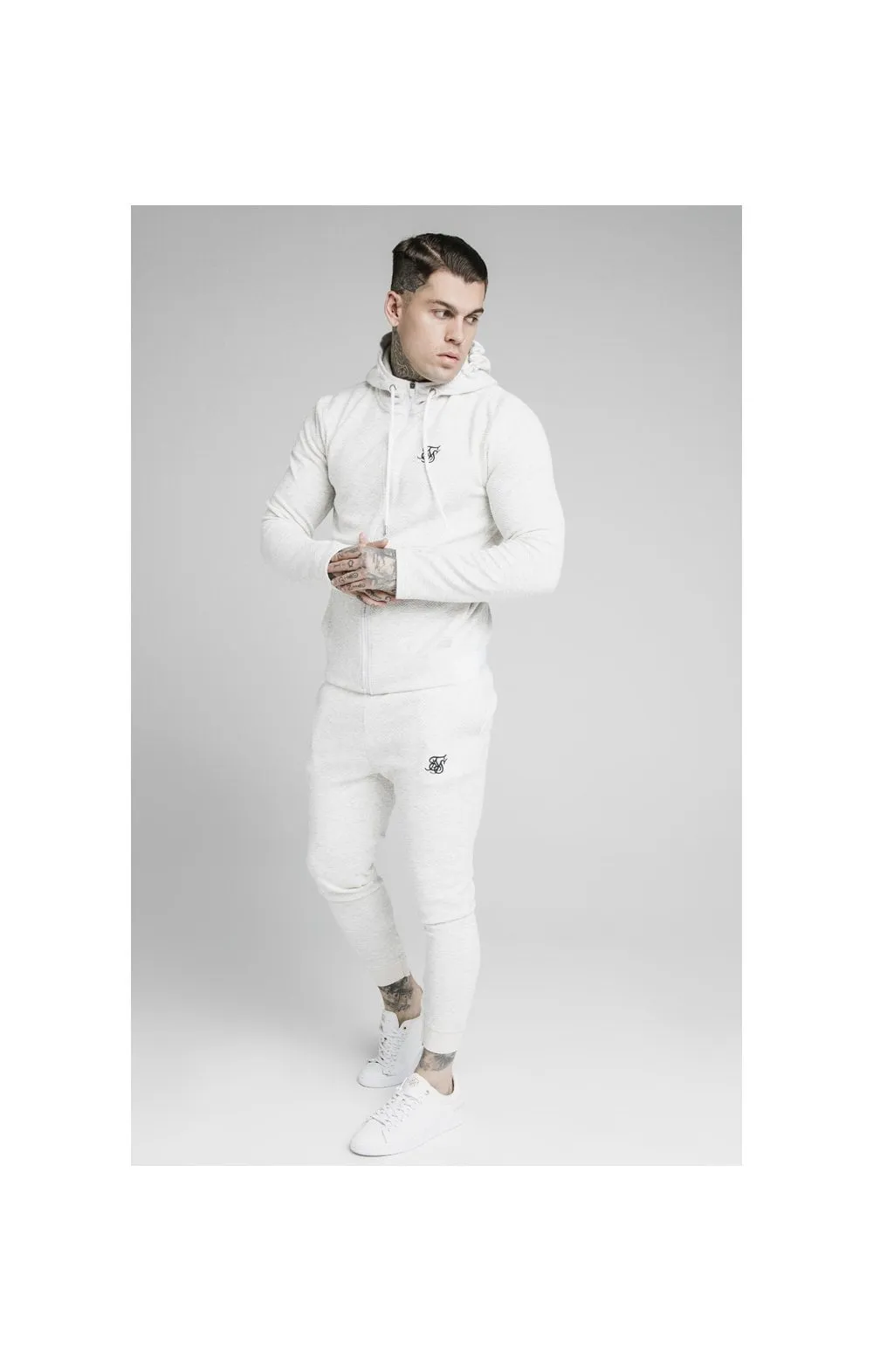 SikSilk Agility Textured Zip Through Hoodie - Snow Marl sold by Siksilk product image thumbnail 5