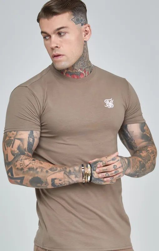 Brown Essential Short Sleeve Muscle Fit T-Shirt sold by Siksilk