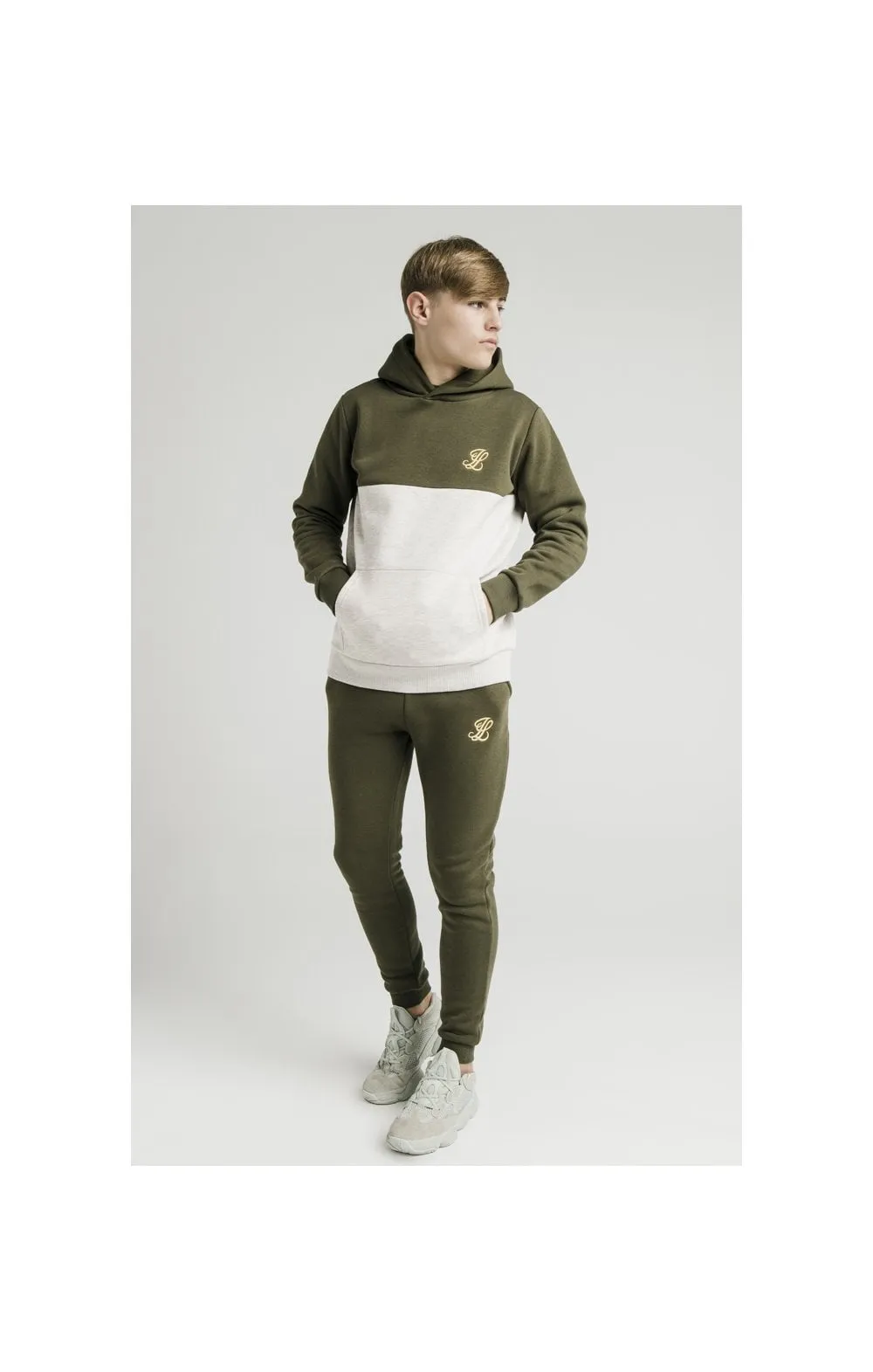 Illusive London Cut & Sew Marl Overhead Hoodie - khaki & Snow Marl sold by Siksilk product image thumbnail 5