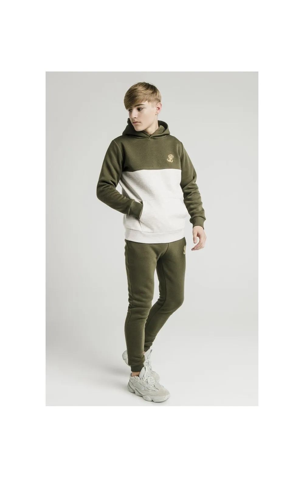 Illusive London Cut & Sew Marl Overhead Hoodie - khaki & Snow Marl sold by Siksilk product image thumbnail 2