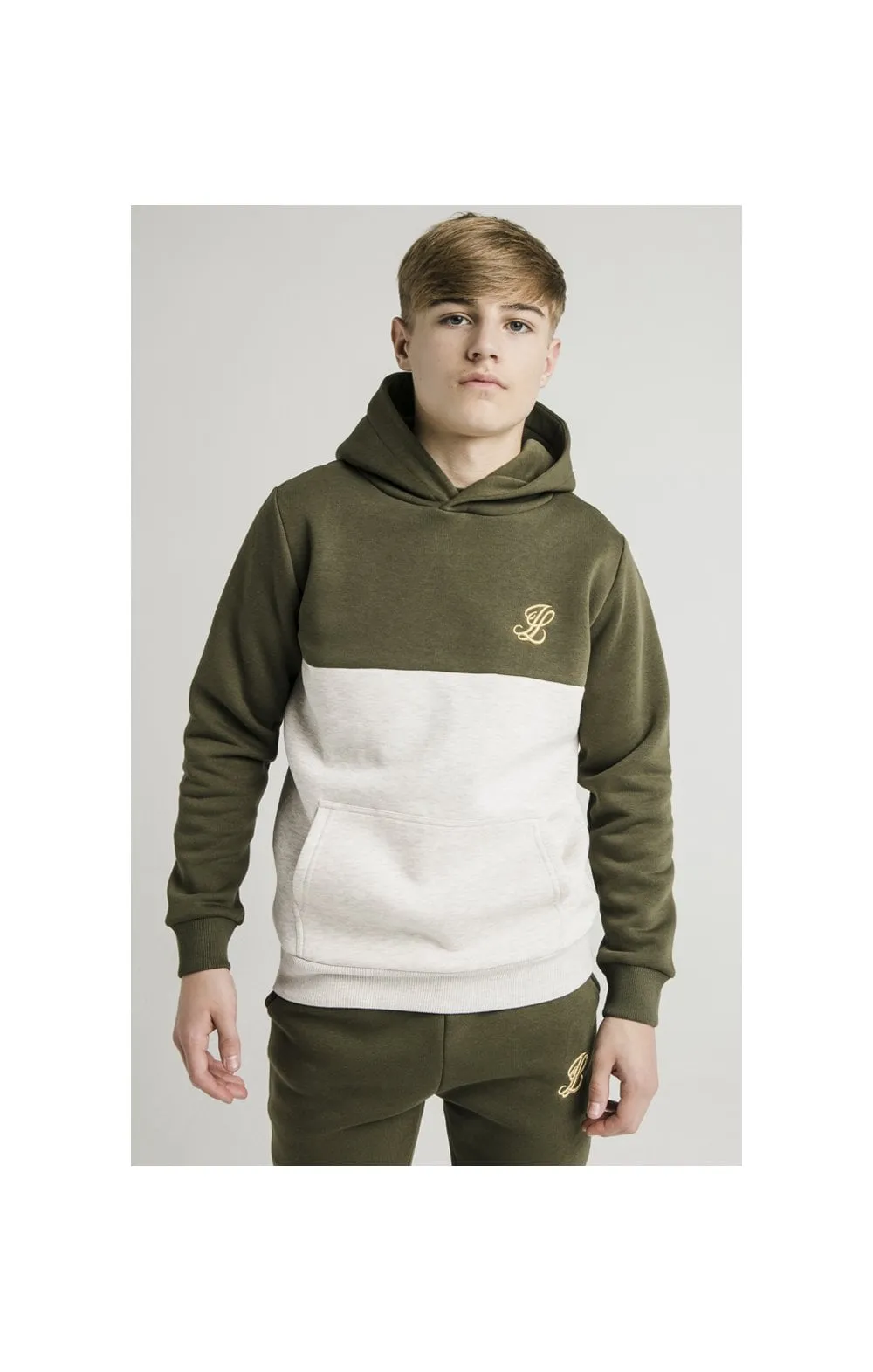 Illusive London Cut & Sew Marl Overhead Hoodie - khaki & Snow Marl sold by Siksilk product image thumbnail 3