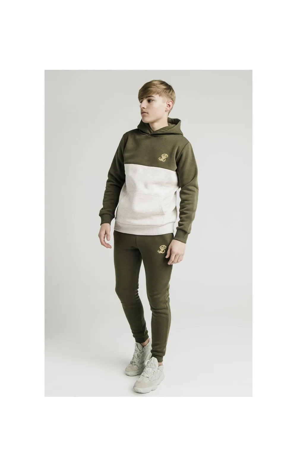Illusive London Cut & Sew Marl Overhead Hoodie - khaki & Snow Marl sold by Siksilk product image thumbnail 4