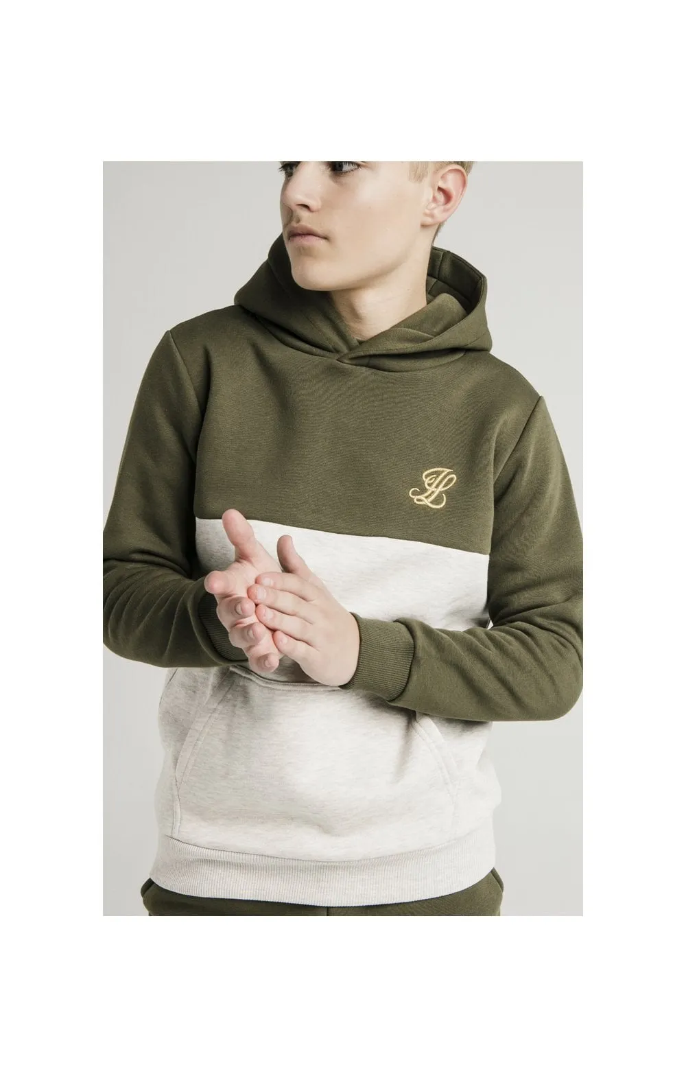 Illusive London Cut & Sew Marl Overhead Hoodie - khaki & Snow Marl sold by Siksilk