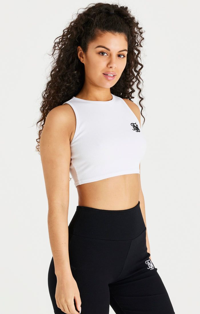 White Ribbed Racer Crop Bralette sold by Siksilk product image thumbnail 2